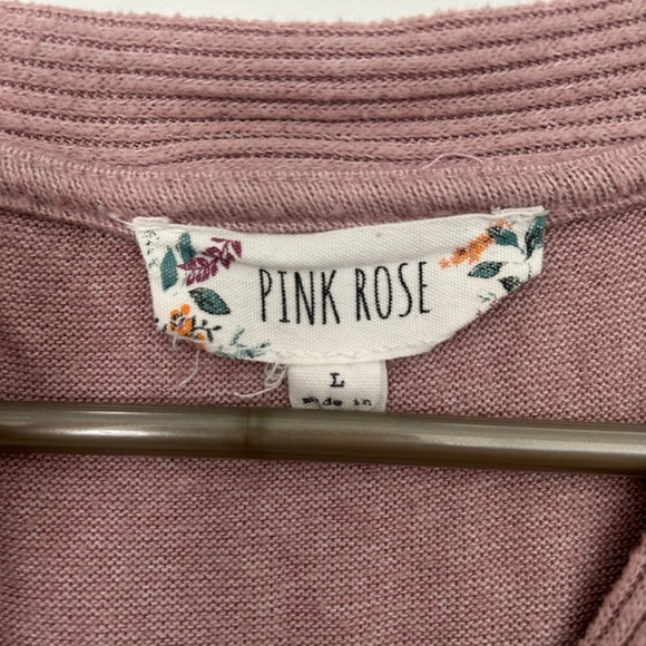 Light Pink Cardigan Sweater With Brown Buttons Size L - Picture 4 of 4